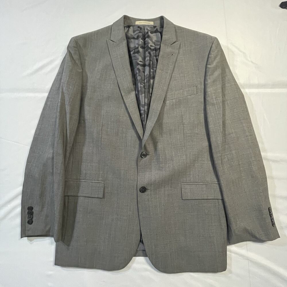 Joe Joseph Abboud Slim Fit 44R Gray Sharkskin Super 120s Wool Suit Jacket Camo - Picture 2 of 10